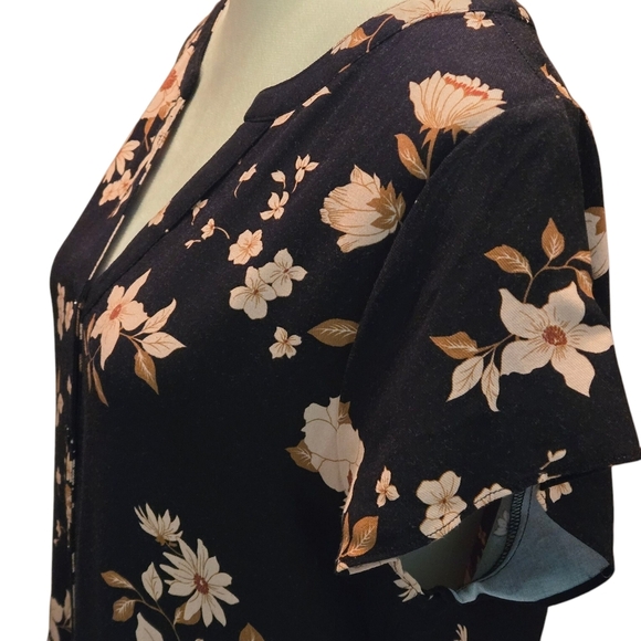 Cal Style Tiered Maxi Dress Women XL Black White Floral Ruffle Soft Flowy Boho - Picture 7 of 13